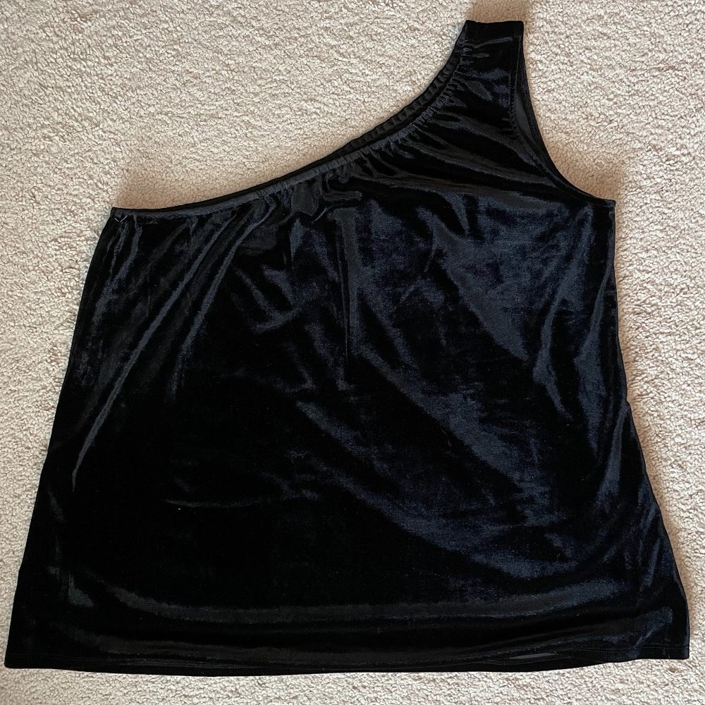 French Connection One-Shoulder Velvet Top